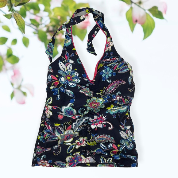 ANNE Cole Shirred Halter Tankini TOP Size Small - Picture 6 of 8